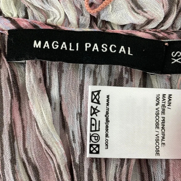 Magali Pascal Blouse Women's XS Extra Small Pink White Print Long Sleeve Top - Picture 12 of 14